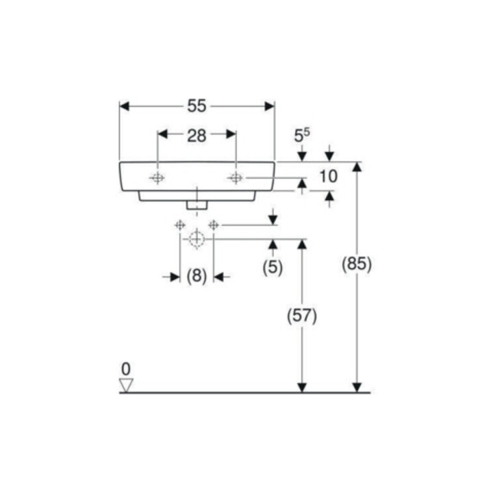 Geberit Waschtisch Renova Compact 55x37cm, we., mit Hahnloch, mit Überlauf