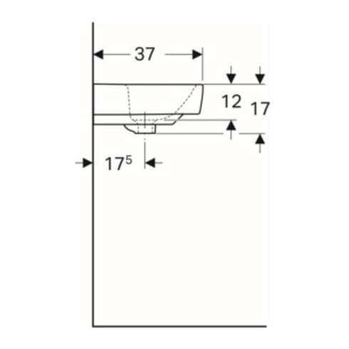 Geberit Waschtisch Renova Compact 55x37cm, we., mit Hahnloch, mit Überlauf