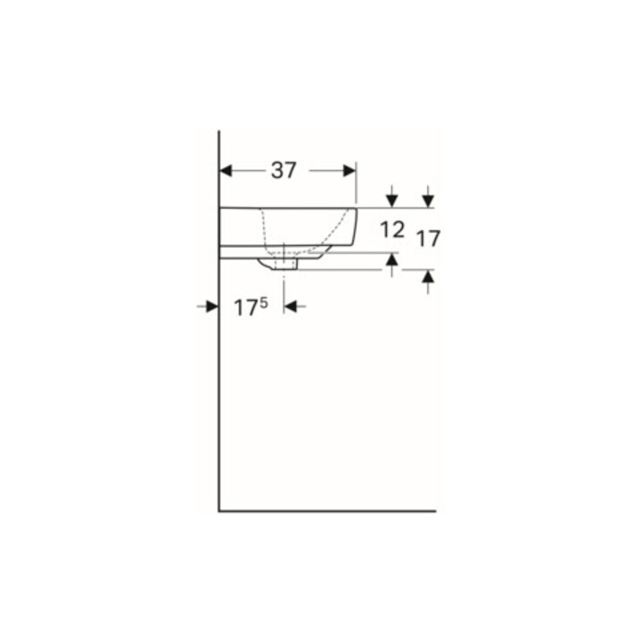 Geberit Waschtisch Renova Compact 55x37cm, we., mit Hahnloch, mit Überlauf