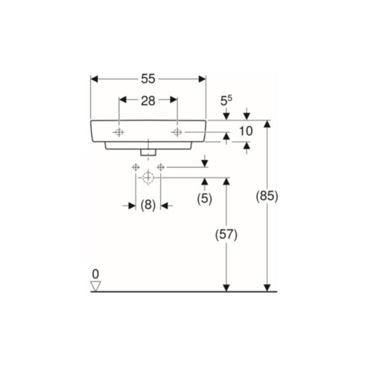 Geberit Waschtisch Renova Compact 55x37cm, we., mit Hahnloch, mit Überlauf