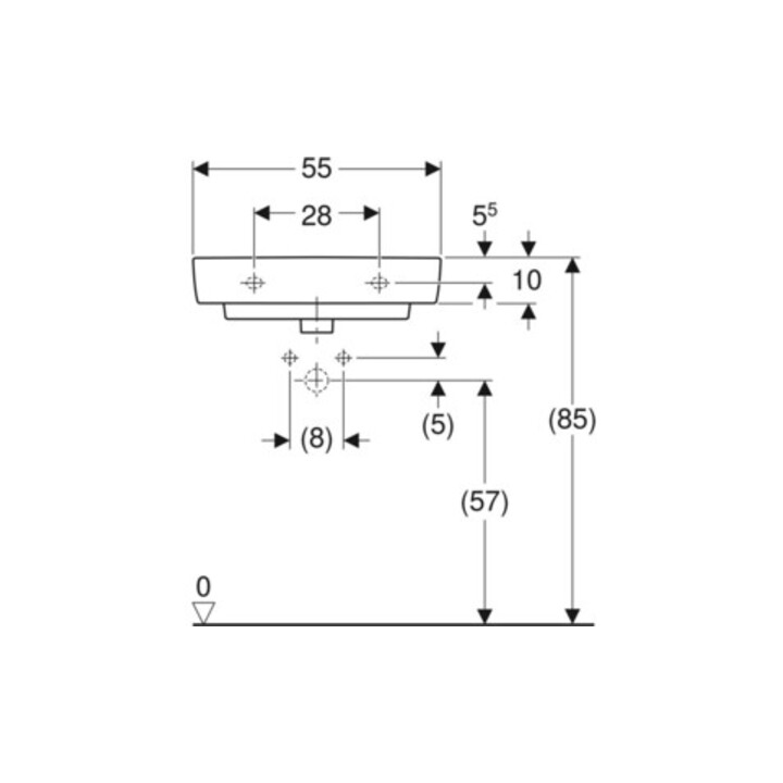 Geberit Waschtisch Renova Compact 55x37cm, we., mit Hahnloch, mit Überlauf