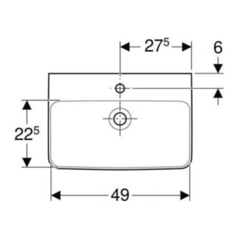 Geberit Waschtisch Renova Compact 55x37cm, we., mit Hahnloch, mit Überlauf