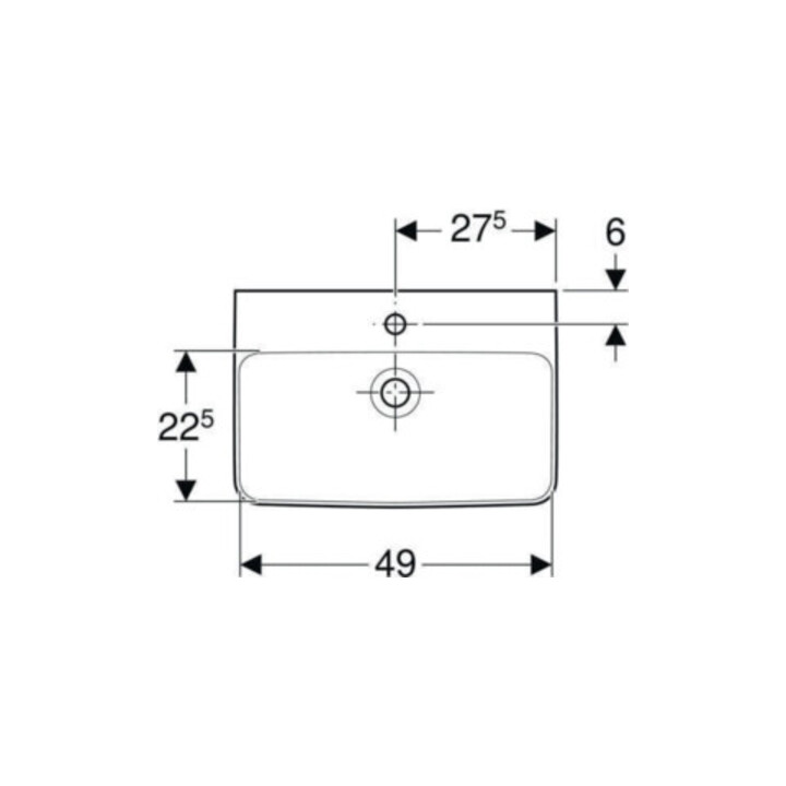 Geberit Waschtisch Renova Compact 55x37cm, we., mit Hahnloch, mit Überlauf