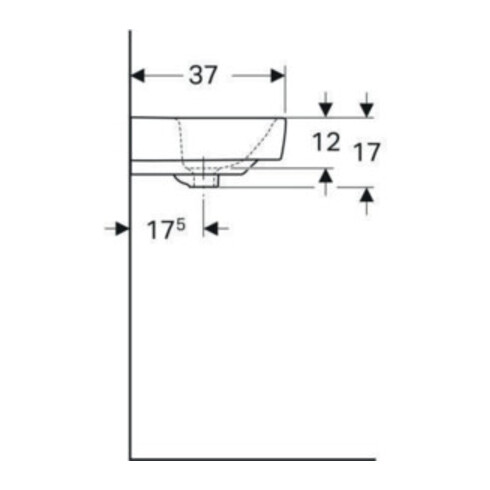 Geberit Waschtisch Renova Compact 55x37cm, we., mit Hahnloch, mit Überlauf