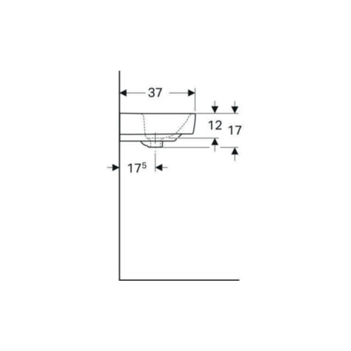 Geberit Waschtisch Renova Compact 55x37cm, we., mit Hahnloch, mit Überlauf