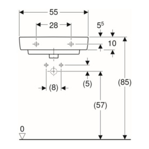 Geberit Waschtisch Renova Compact 55x37cm, we., mit Hahnloch, mit Überlauf