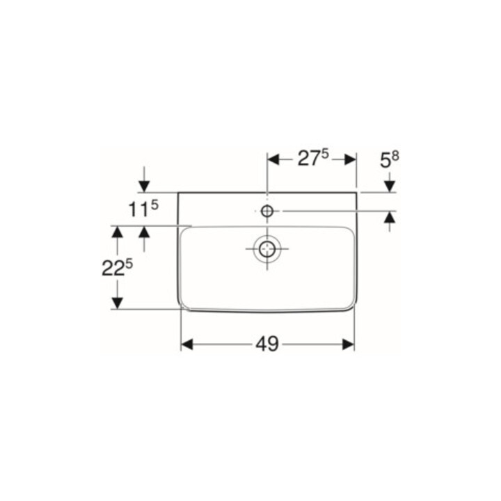 Geberit Waschtisch Renova Compact 55x37cm, we., mit Hahnloch, mit Überlauf