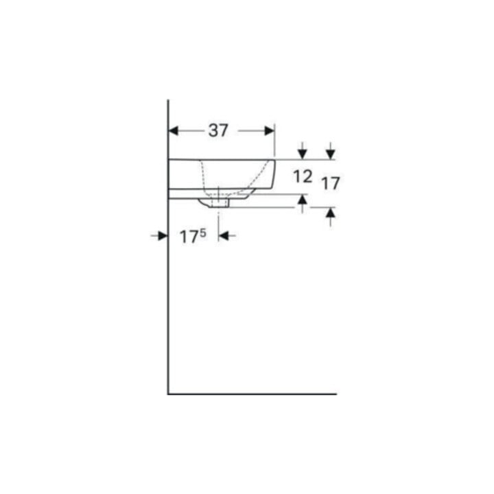 Geberit Waschtisch Renova Compact 55x37cm, we., mit Hahnloch, mit Überlauf