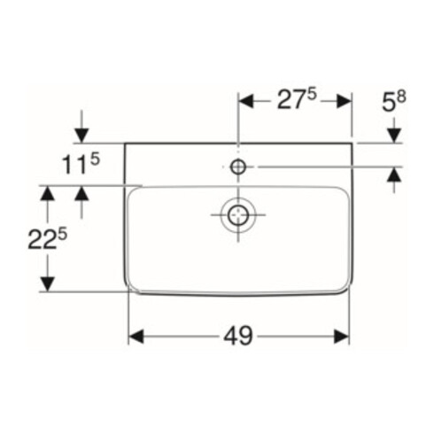 Geberit Waschtisch Renova Compact 55x37cm, we., mit Hahnloch, mit Überlauf