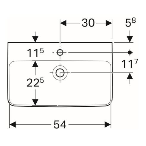 Geberit Waschtisch RENOVA COMPACT 600 x 370 mm, mit Hahnloch, mit Überlauf weiß