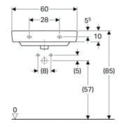 Geberit Waschtisch Renova Compact 60x37cm, we. K-Tect, m Hahnl., m ÜL-2