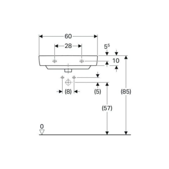 Geberit Waschtisch Renova Compact 60x37cm, we. K-Tect, m Hahnl., m ÜL