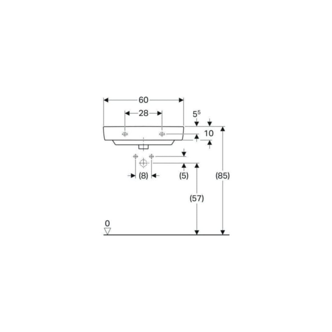 Geberit Waschtisch Renova Compact 60x37cm, we. K-Tect, m Hahnl., m ÜL