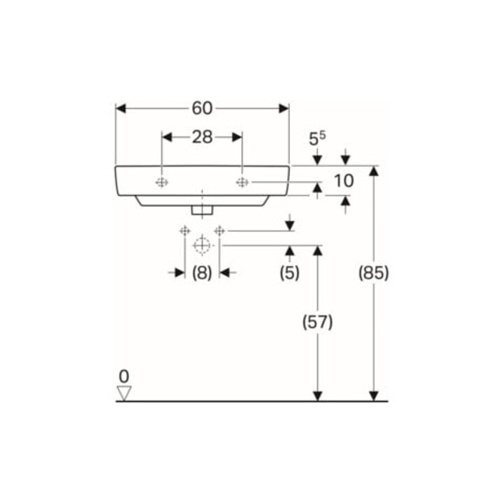 Geberit Waschtisch Renova Compact 60x37cm, we. K-Tect, m Hahnl., m ÜL