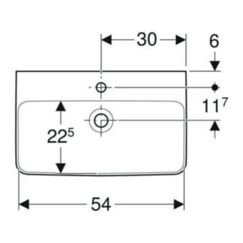 Geberit Waschtisch Renova Compact 60x37cm, we. K-Tect, m Hahnl., m ÜL