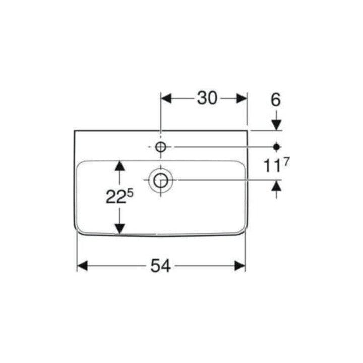 Geberit Waschtisch Renova Compact 60x37cm, we. K-Tect, m Hahnl., m ÜL