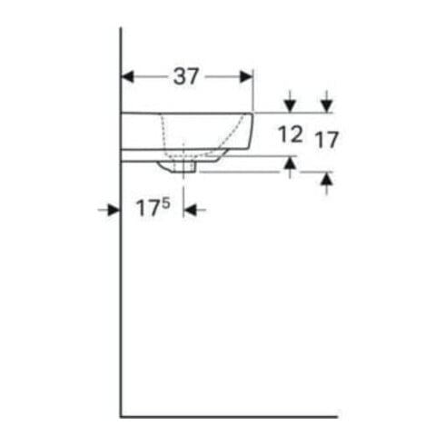 Geberit Waschtisch Renova Compact 60x37cm, we. K-Tect, m Hahnl., m ÜL