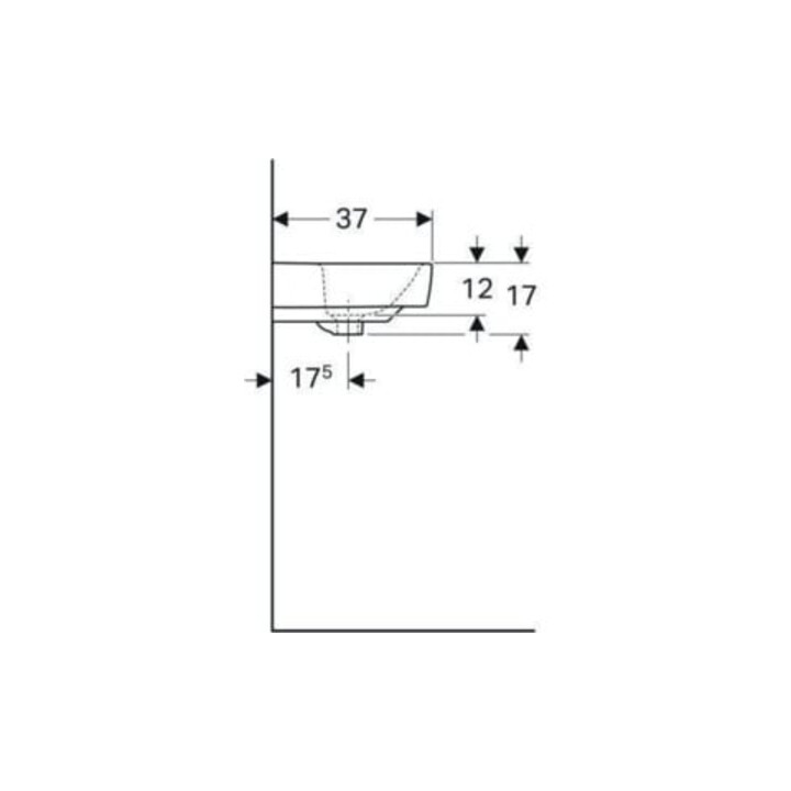 Geberit Waschtisch Renova Compact 60x37cm, we. K-Tect, m Hahnl., m ÜL