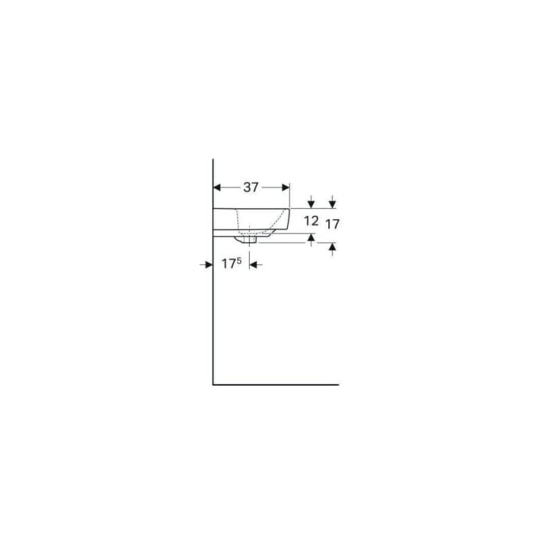 Geberit Waschtisch Renova Compact 60x37cm, we. K-Tect, m Hahnl., m ÜL
