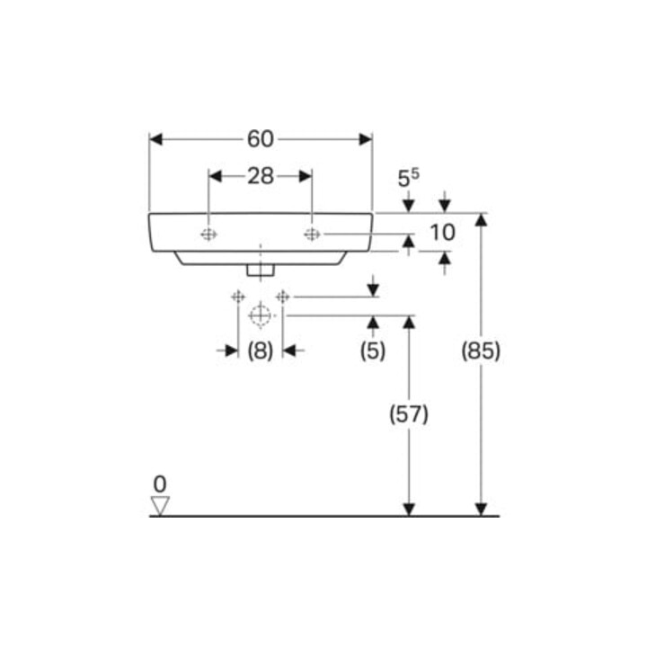 Geberit Waschtisch Renova Compact 60x37cm, we. K-Tect, m Hahnl., m ÜL