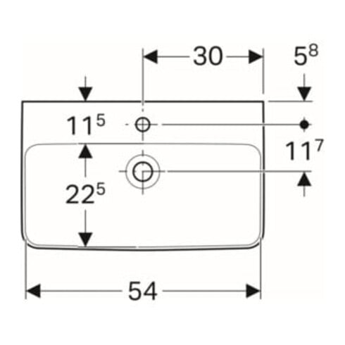 Geberit Waschtisch Renova Compact 60x37cm, we. K-Tect, m Hahnl., m ÜL