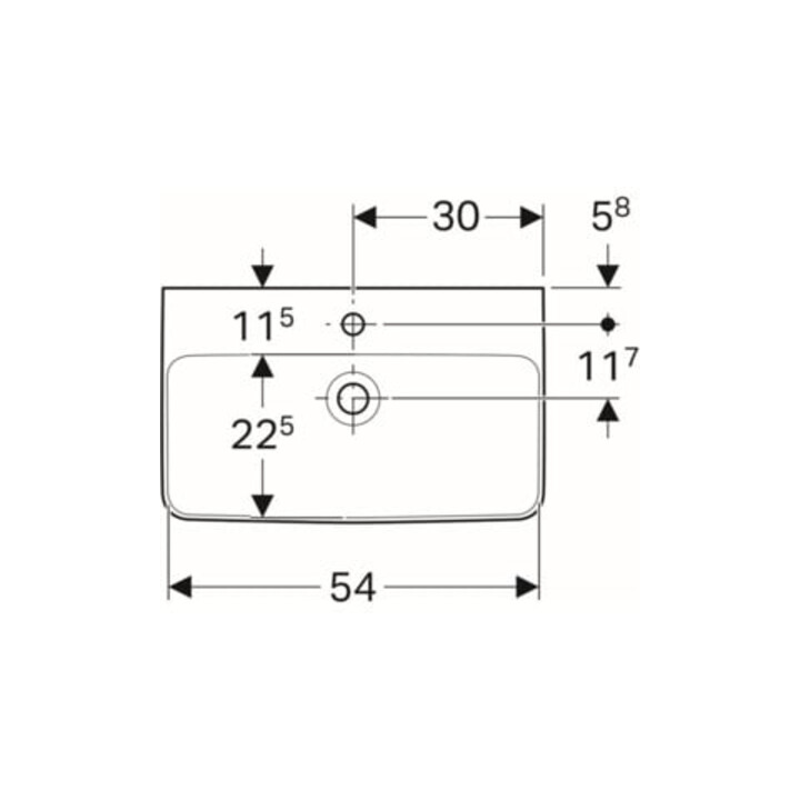 Geberit Waschtisch Renova Compact 60x37cm, we. K-Tect, m Hahnl., m ÜL