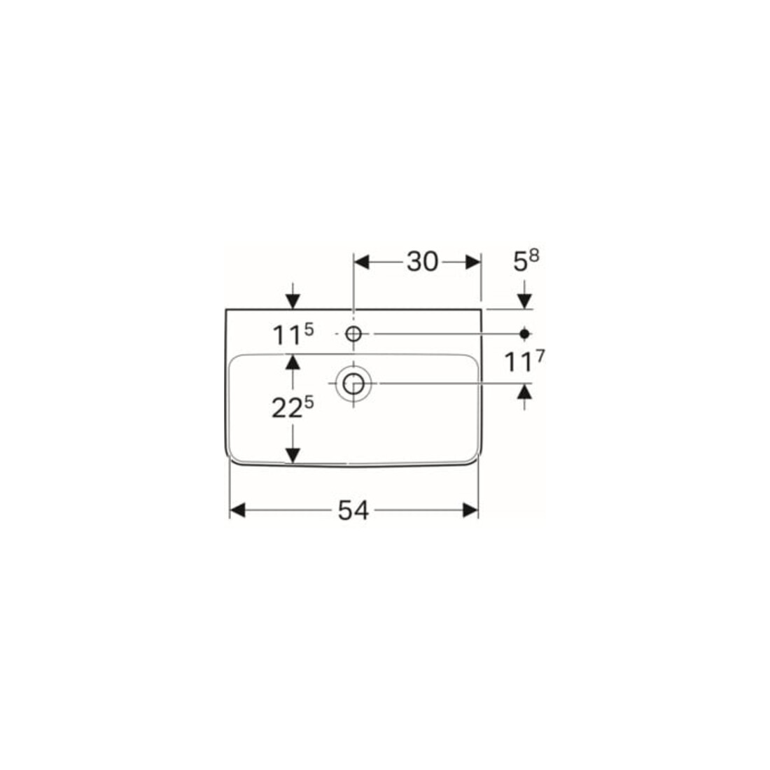 Geberit Waschtisch Renova Compact 60x37cm, we. K-Tect, m Hahnl., m ÜL