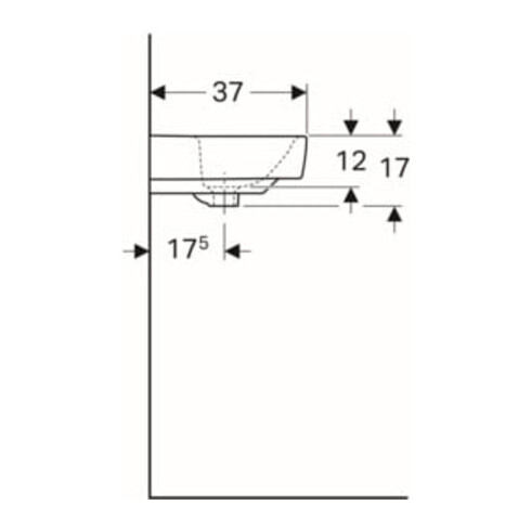 Geberit Waschtisch Renova Compact 60x37cm, we. K-Tect, m Hahnl., m ÜL