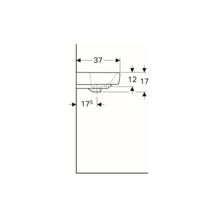 Geberit Waschtisch Renova Compact 60x37cm, we. K-Tect, m Hahnl., m ÜL