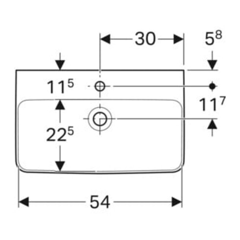 Geberit Waschtisch Renova Compact 60x37cm, we. K-Tect, m Hahnl., m ÜL