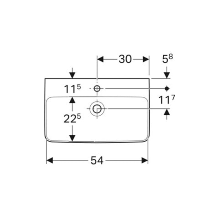 Geberit Waschtisch Renova Compact 60x37cm, we. K-Tect, m Hahnl., m ÜL