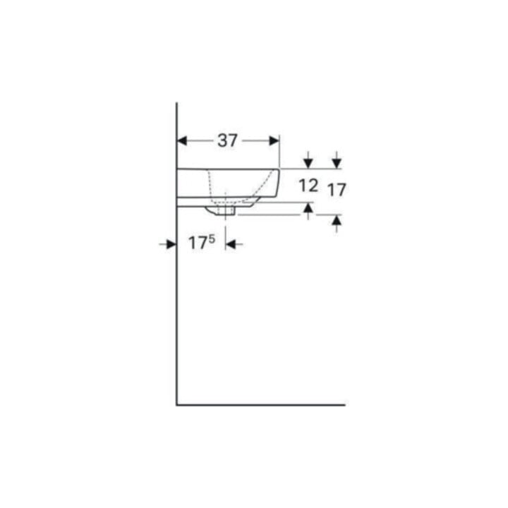 Geberit Waschtisch Renova Compact 60x37cm, we., mit Hahnloch, mit Überlauf