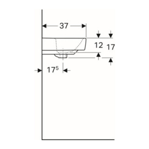 Geberit Waschtisch Renova Compact 60x37cm, we., mit Hahnloch, mit Überlauf