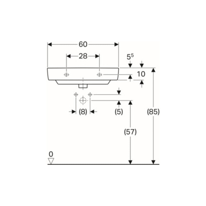 Geberit Waschtisch Renova Compact 60x37cm, we., mit Hahnloch, mit Überlauf