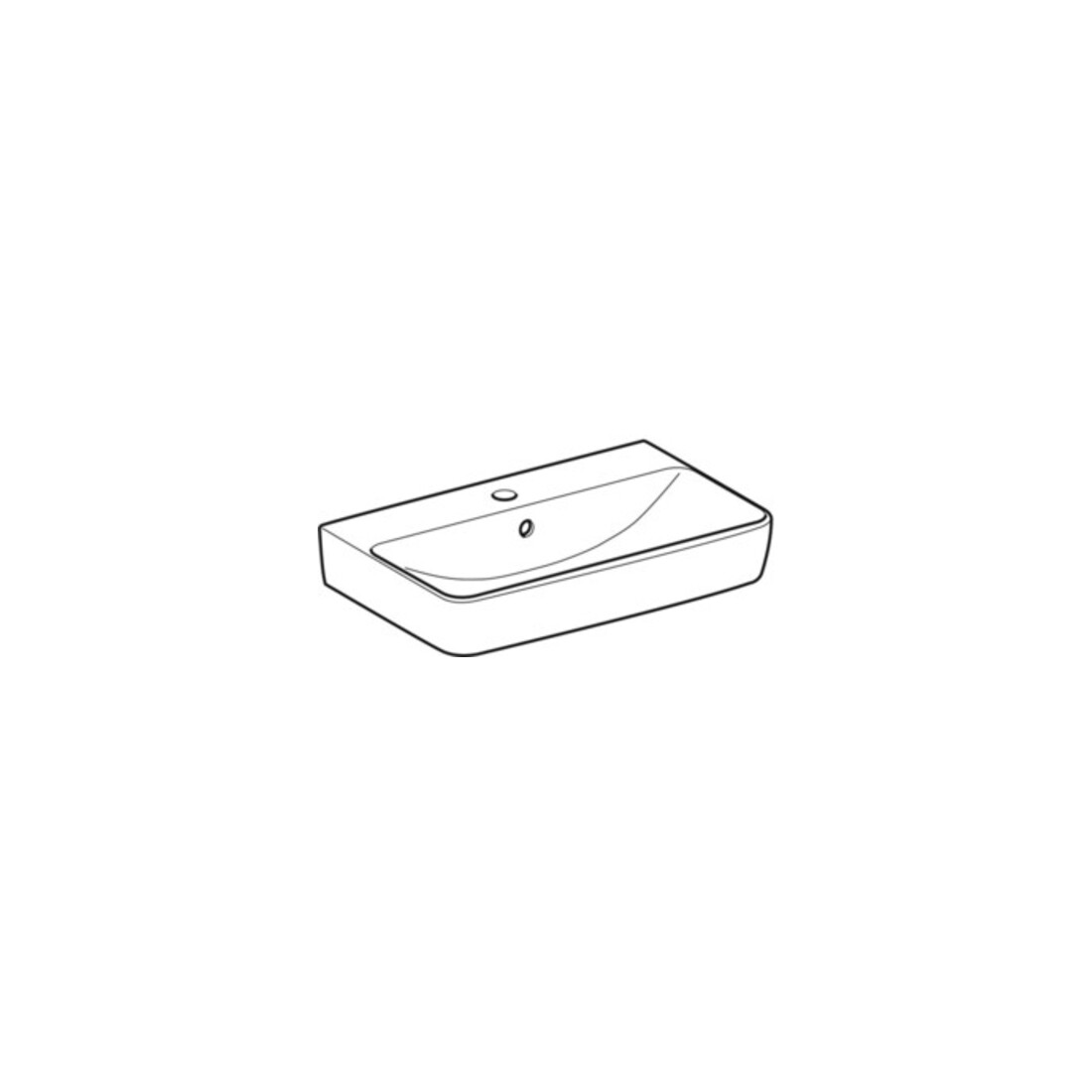Geberit Waschtisch Renova Compact 60x37cm, we., mit Hahnloch, mit Überlauf