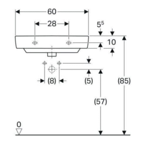 Geberit Waschtisch Renova Compact 60x37cm, we., mit Hahnloch, mit Überlauf