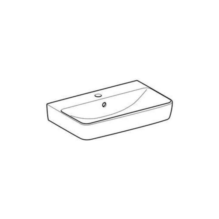 Geberit Waschtisch Renova Compact 60x37cm, we., mit Hahnloch, mit Überlauf