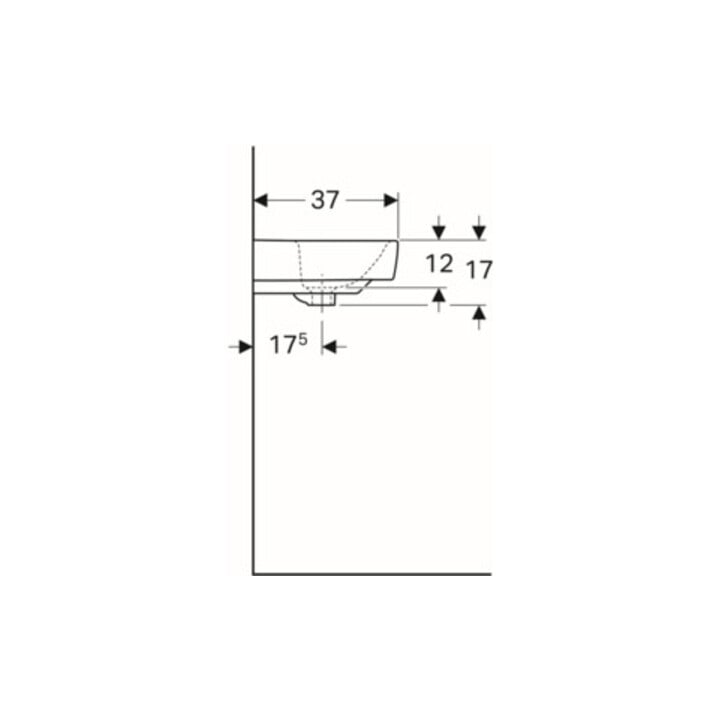 Geberit Waschtisch Renova Compact 60x37cm, we., mit Hahnloch, mit Überlauf