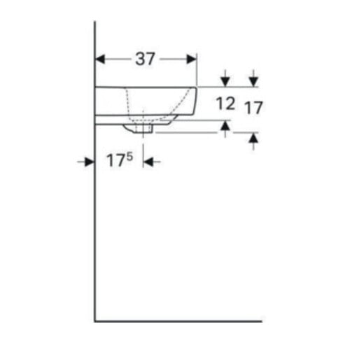 Geberit Waschtisch Renova Compact 60x37cm, we., mit Hahnloch, mit Überlauf