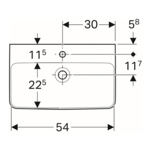Geberit Waschtisch Renova Compact 60x37cm, we., mit Hahnloch, mit Überlauf