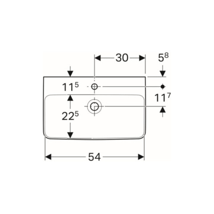 Geberit Waschtisch Renova Compact 60x37cm, we., mit Hahnloch, mit Überlauf