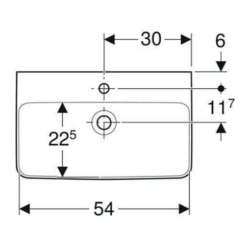 Geberit Waschtisch Renova Compact 60x37cm, we., mit Hahnloch, mit Überlauf