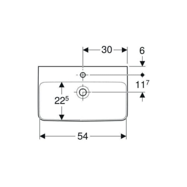 Geberit Waschtisch Renova Compact 60x37cm, we., mit Hahnloch, mit Überlauf
