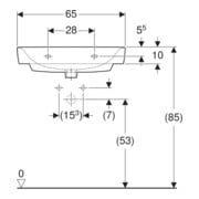 Geberit Waschtisch Renova Compact 65x40cm, Hahnl. mit., o. ÜL, we. K-Tect-5