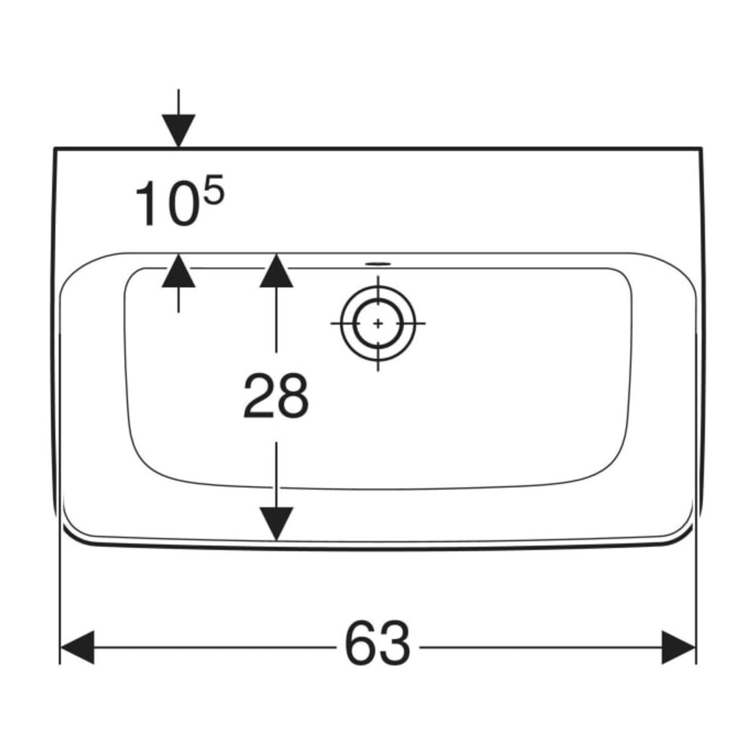 Geberit Waschtisch Renova Compact 65x40cm, o. Hahnl., ohne Überlauf, weiß