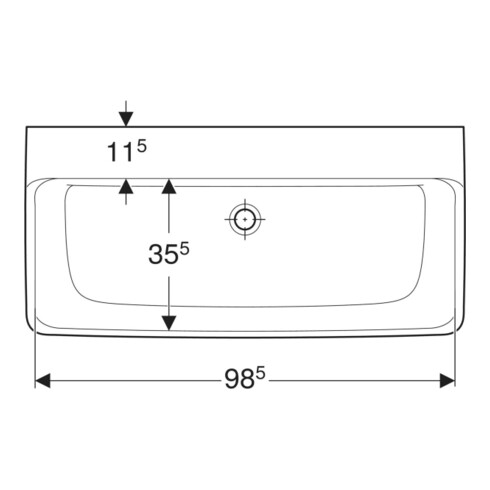 Geberit Waschtisch Renova Plan 100x48cm, o. Hahnl., o. ÜL, we. KeraTect