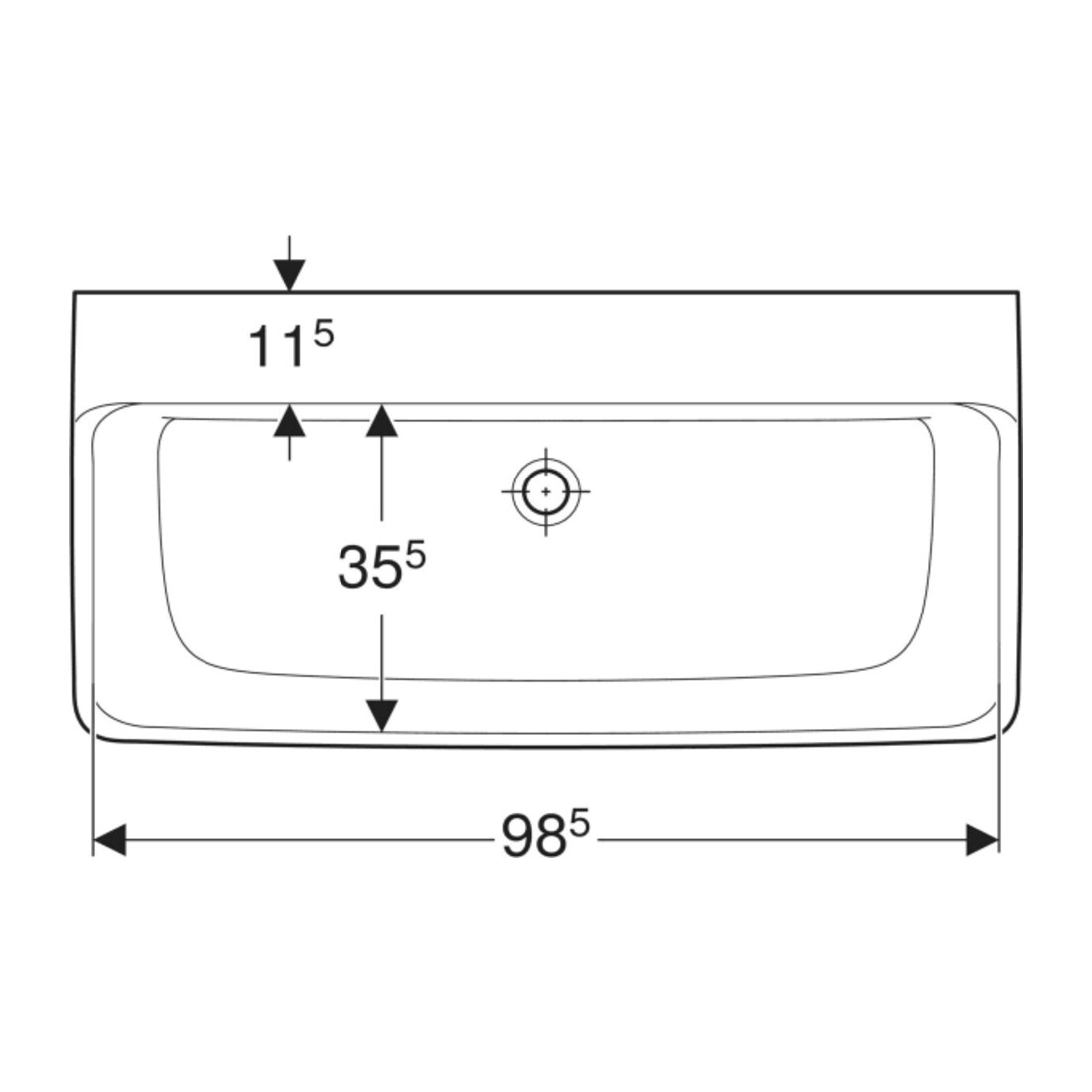 Geberit Waschtisch Renova Plan 100x48cm, o. Hahnl., o. ÜL, we. KeraTect