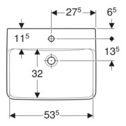 Geberit Waschtisch Renova Plan 55x44cm, m HL mit., o. ÜL, we. K-Tect-2