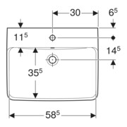 Geberit Waschtisch Renova Plan 60x48cm, Hahnl. mit., m ÜL, we. KeraTect-5