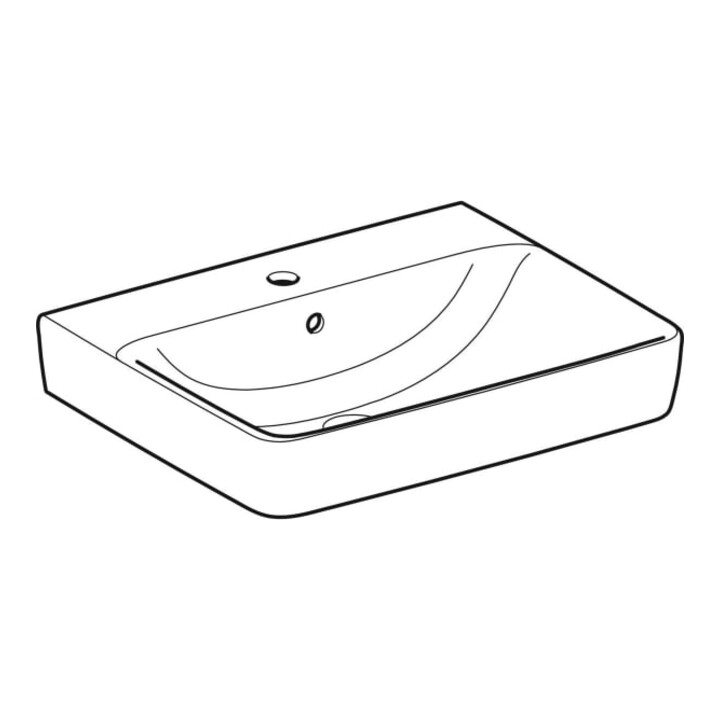 Geberit Waschtisch Renova Plan 60x48cm, Hahnl. mit., mit Überlauf, weiß